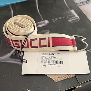 Gucci Beige and Red Men's Belt